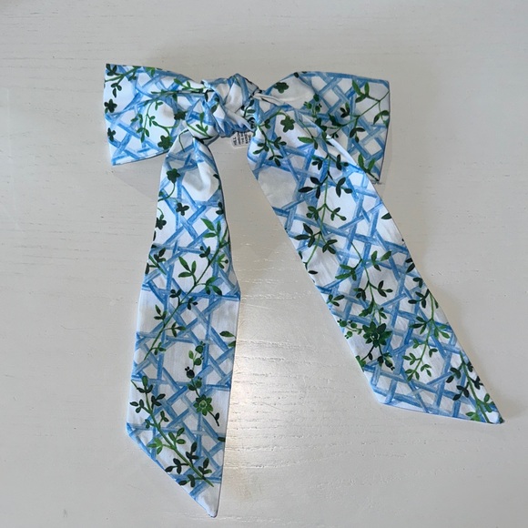 Hill House Home Accessories - NWT Hill House Home Floral Blue basketweave hair Bow clip